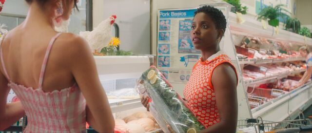 Jill (Jocelyn DeBoer) and Marriott (Janicza Bravoin) in a scene from Greener Grass.