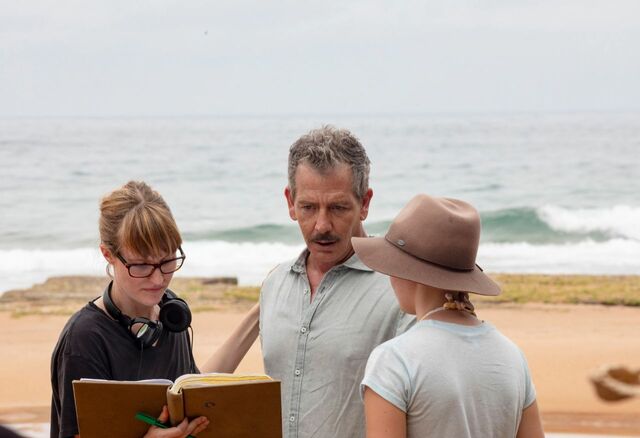 Shannon Murphy with Ben Mendelsohn on the set of Babyteeth.