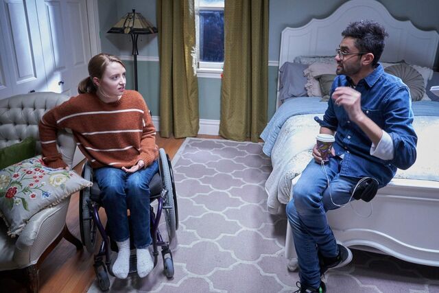 Kiera Allen and Aneesh Chaganty on the set of Run.