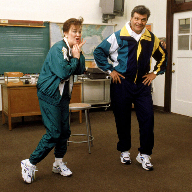 Catherine O’Hara and the late Fred Willard as Sheila and Ron Albertson in Waiting for Guffman (1996).