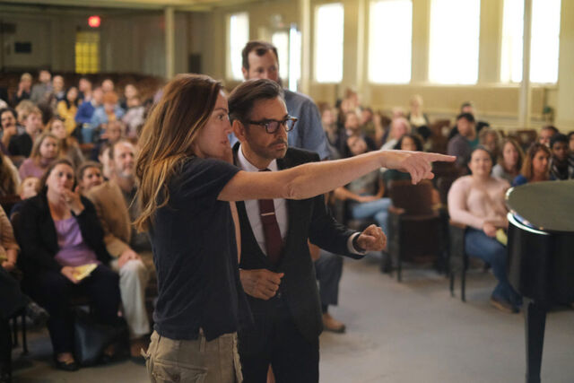 Siân Heder directs Eugenio Derbez in a scene from CODA.