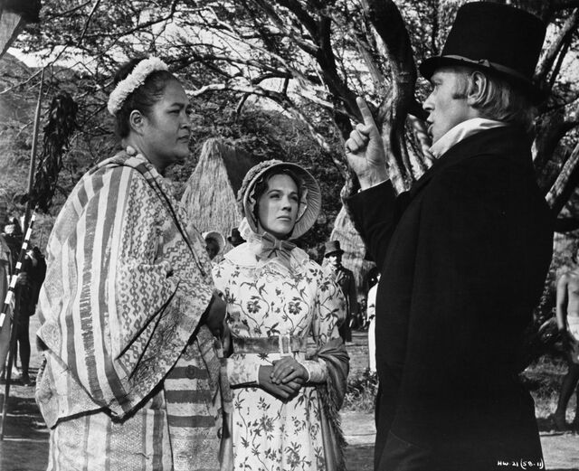 Academy Award-nominated actress Jocelyne LaGarde with Julie Andrews and Max von Sydow in George Roy Hill’s Hawaii (1966).