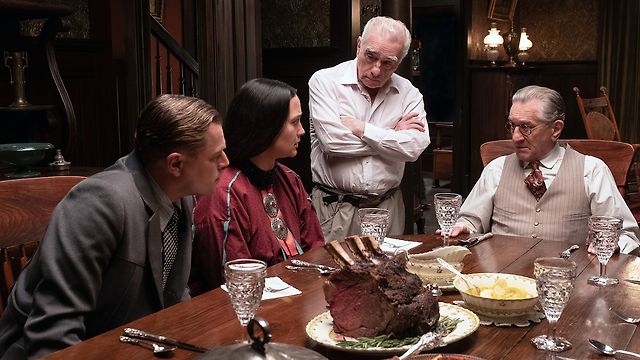 DiCaprio, Lily Gladstone, Scorsese and Robert DeNiro on set for Killers of the Flower Moon.  — Photographer… Melinda Sue Gordon