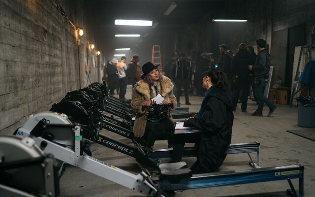 Lauren Hadaway on the set of The Novice.
