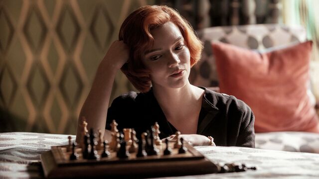 Beth Harmon (Taylor-Joy) visualizes her next move in The Queen’s Gambit (2020).
