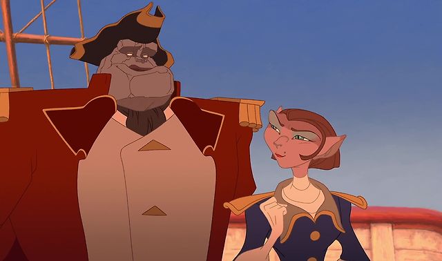 Mr Arrow (the distinctive voice of Roscoe Lee Browne) with Captain Amelia (Emma Thompson).