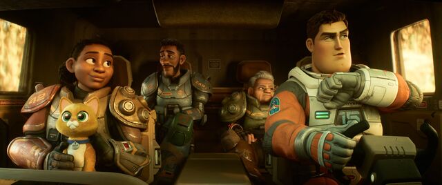 Zap patrol members Izzy Hawthorne (Keke Palmer), Mo Morrison (Taika Waititi) and Darby Steel (Dale Soules) on a mission with Sox and Buzz.