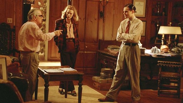 Martin Scorsese, Cate Blanchett and Leonardo DiCaprio on the set of The Aviator. — Photographer… Brigitte Lacombe
