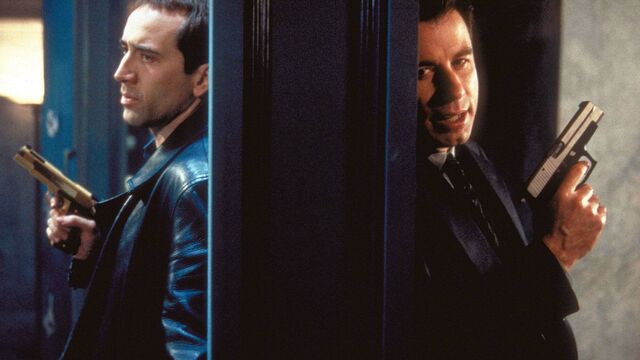 Talk about blocking! Nicolas Cage and John Travolta in&nbsp;Face/Off (1997).