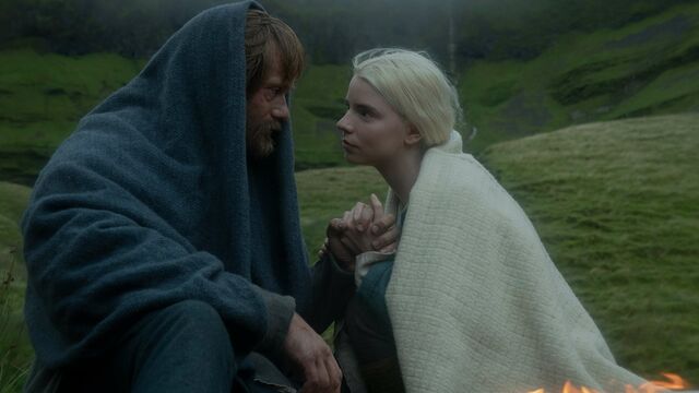 Alexander Skarsgärd as Amleth, the brawn, and Taylor-Joy as Olga, the brains, in The Northman.