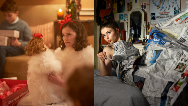 Davida McKenzie as Kitty in Silent Night / Thomasin McKenzie as Eloise in Last Night in Soho.