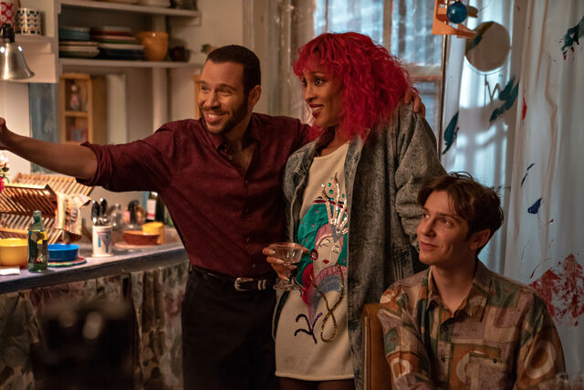 Robin De Jesús as Michael, MJ Rodriguez as Carolyn and Ben Levi Ross as Freddy in tick, tick…BOOM! — Photographer… Macall Polay