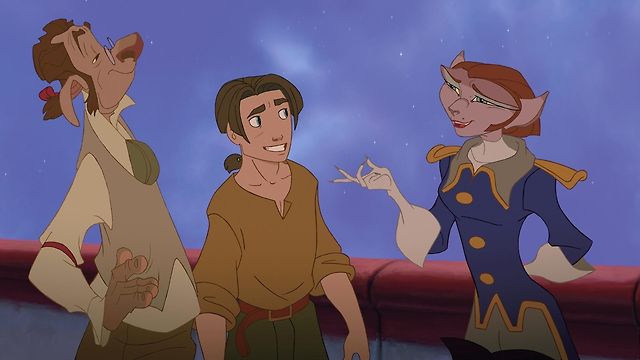 Doctor Doppler, Jim Hawkins and Captain Amelia plot a course for treasure.