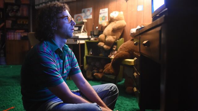 James (Kyle Mooney) binges another episode of Brigsby Bear (2017).