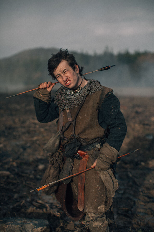 A behind the scenes moment with Barry Keoghan, who plays Scavenger in The Green Knight. — Photographer… Eric Zachanowich