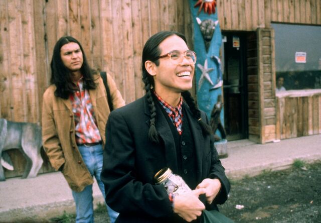 Adam Beach and Evan Adams in Chris Eyre’s Smoke Signals (1998), written by Sherman Alexie.