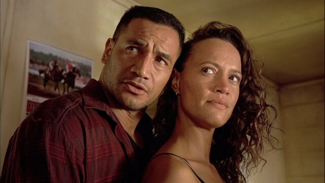 Temuera Morrison and Rena Owen in Lee Tamahori’s Once Were Warriors (1994), written by Alan Duff and Riwia Brown.